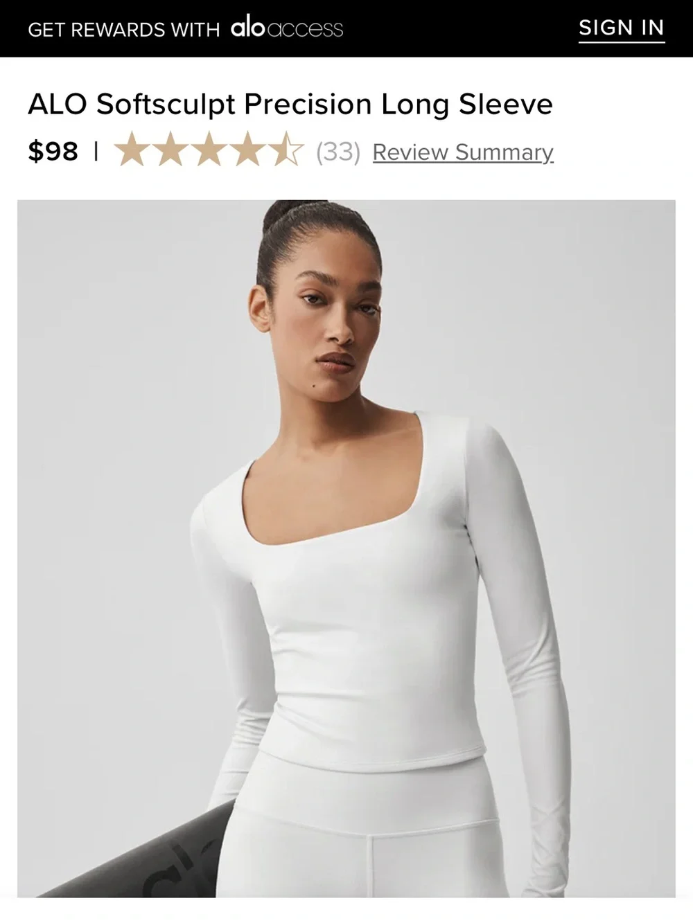 ALO Softsculpt Precision Long Sleeve in White - Small